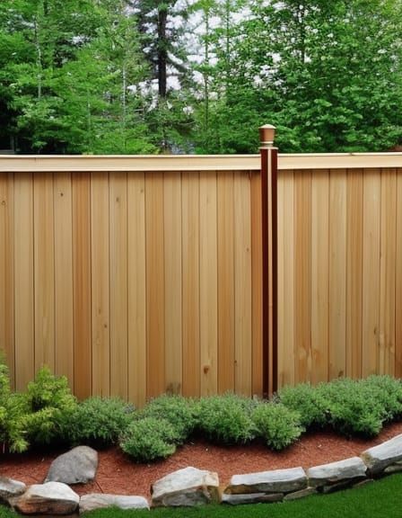 REALISTIC, BASIC PINE WOOD FENCE WITH PRIVACY FEATURE