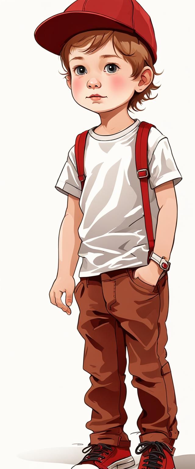 Colorful Image of a Boy Sitting on the Ground