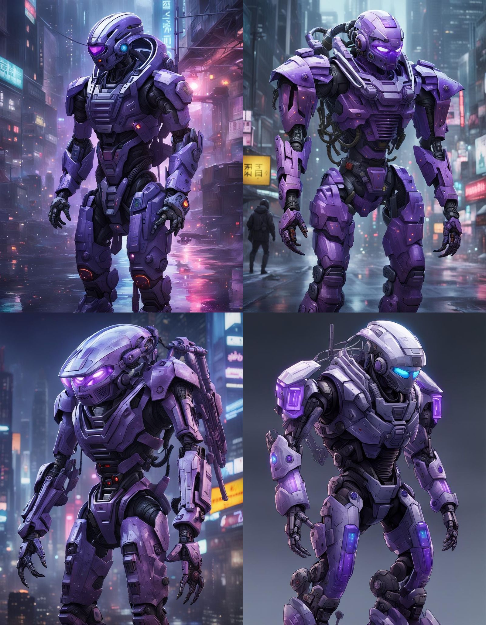 Cyberpunk Mech Warrior in Translucent Suit