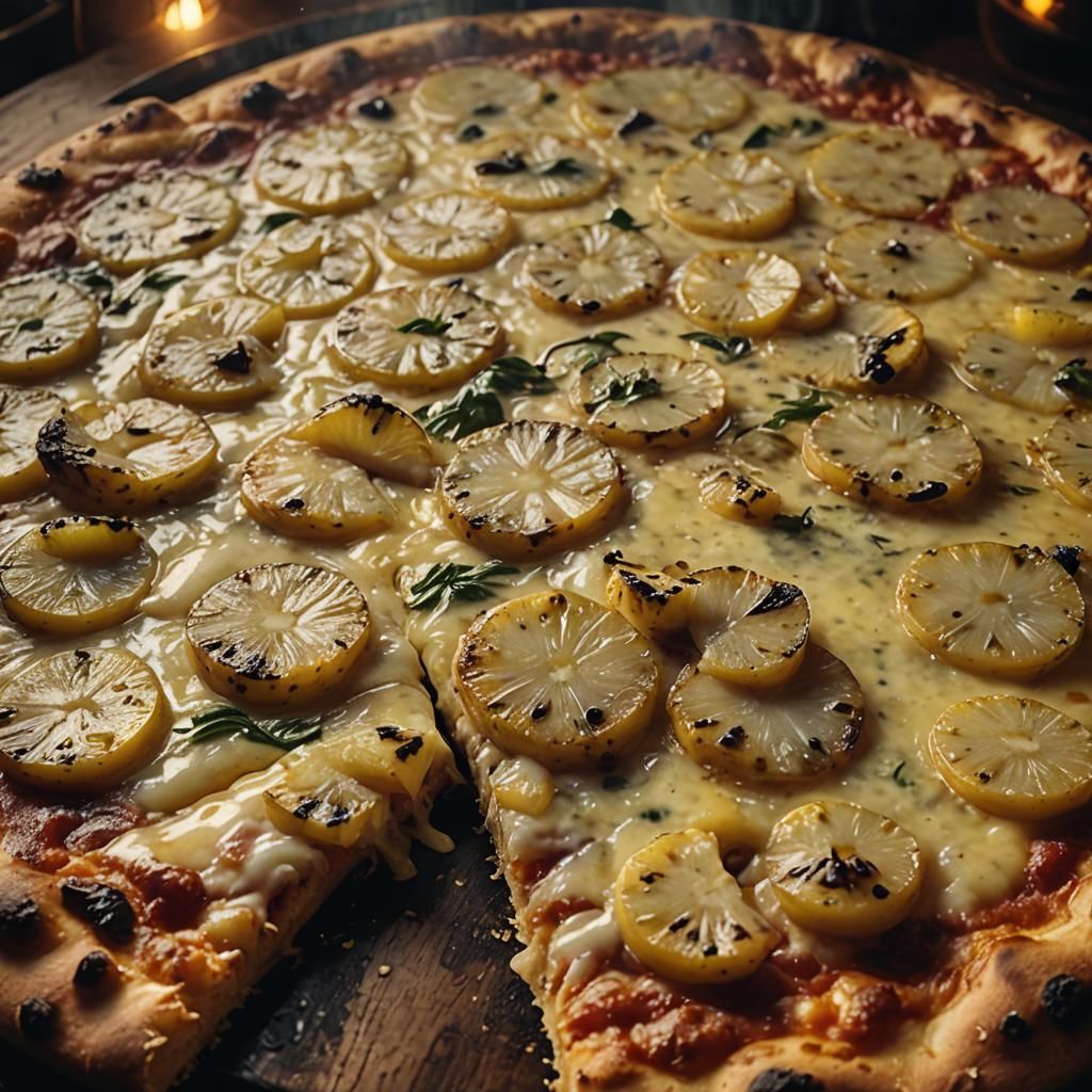 Cinematic Pineapple Pizza in Golden Hour Lighting
