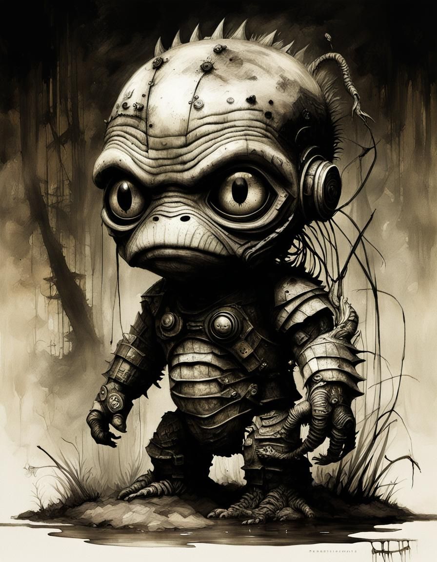 Demonic Cyborg Bear Portrait in Volcanic Hyperspace