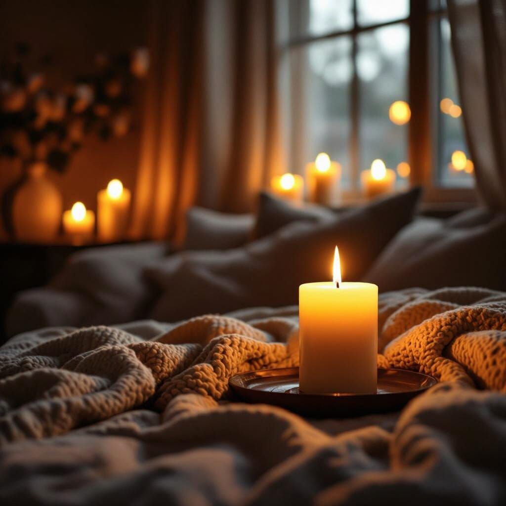 Cozy Dimly Lit Room With Flickering Candlelight