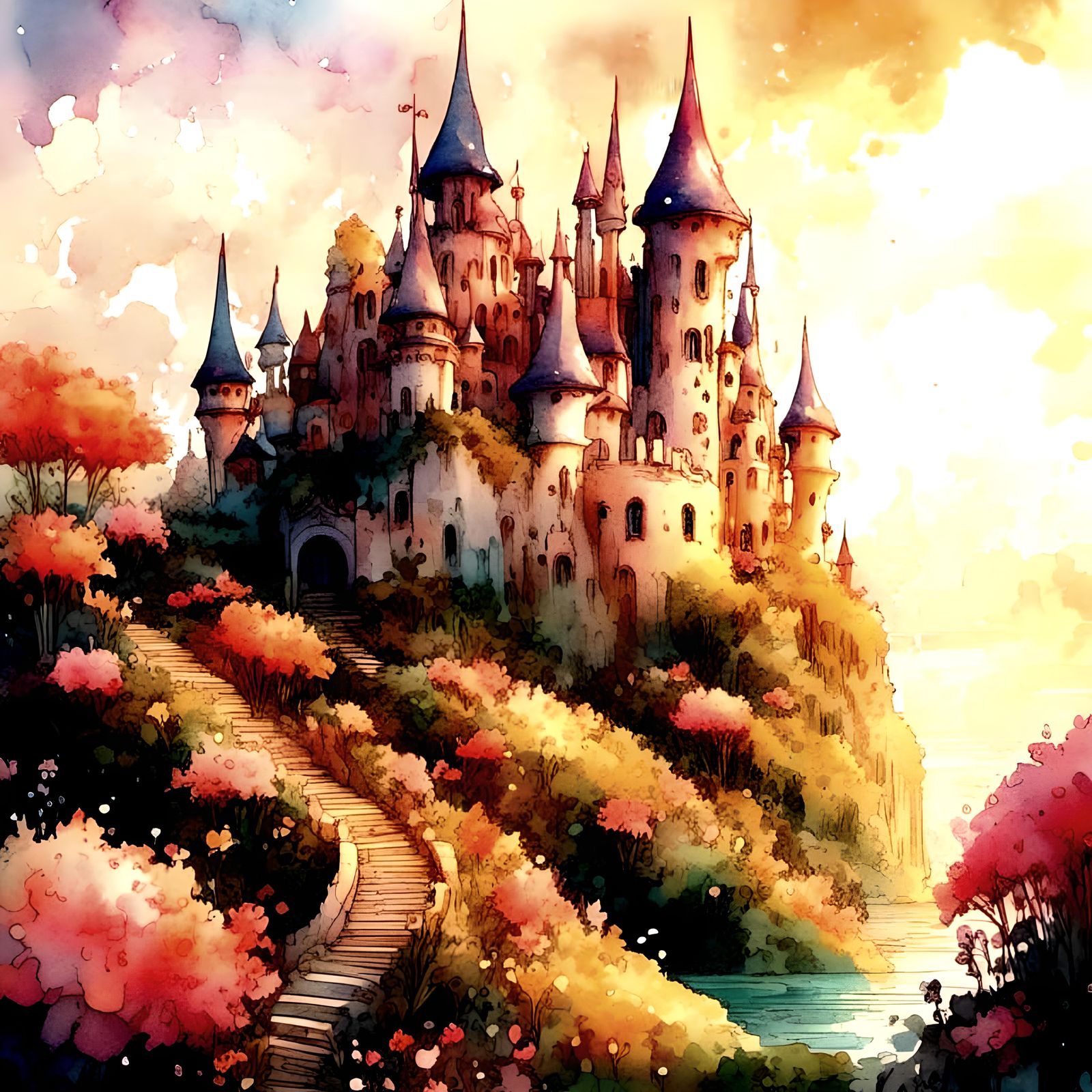 <lora:Fae Space:1.0> Beautiful fairy castle