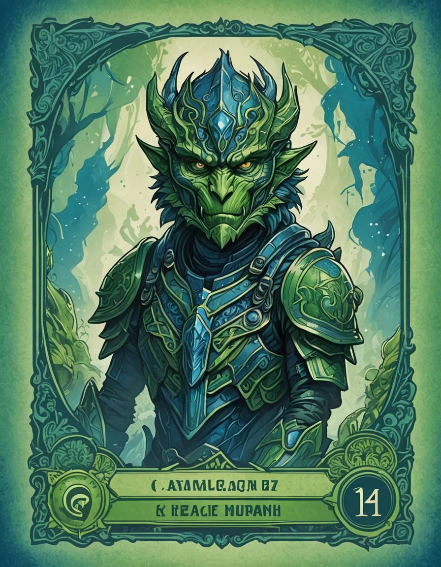 Modern Trading Card Design in Blue and Green
