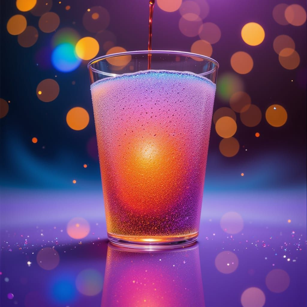 Bubbling Iridescent Soda Glass from Below