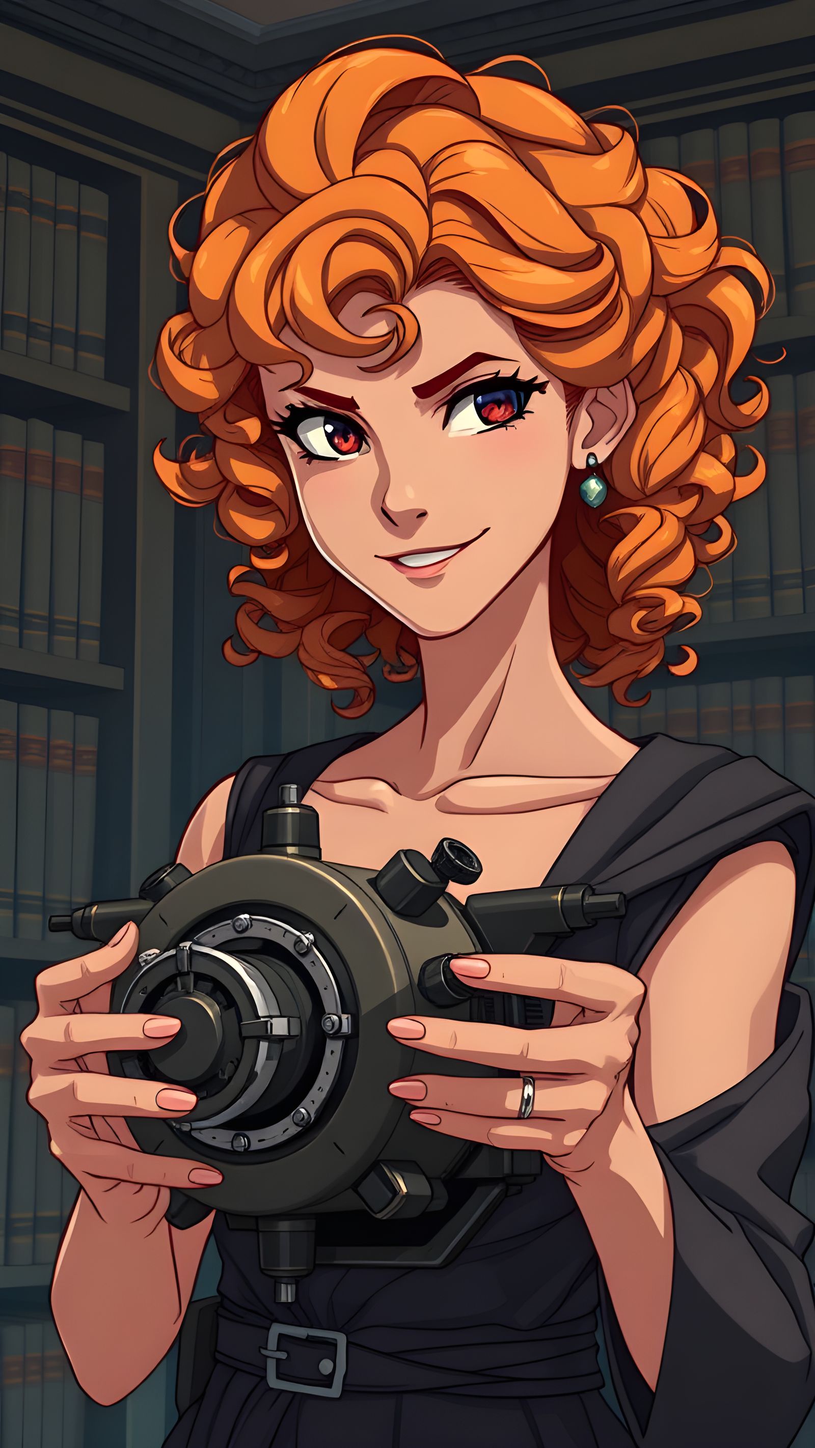 Greek Woman with Device in Anime Style