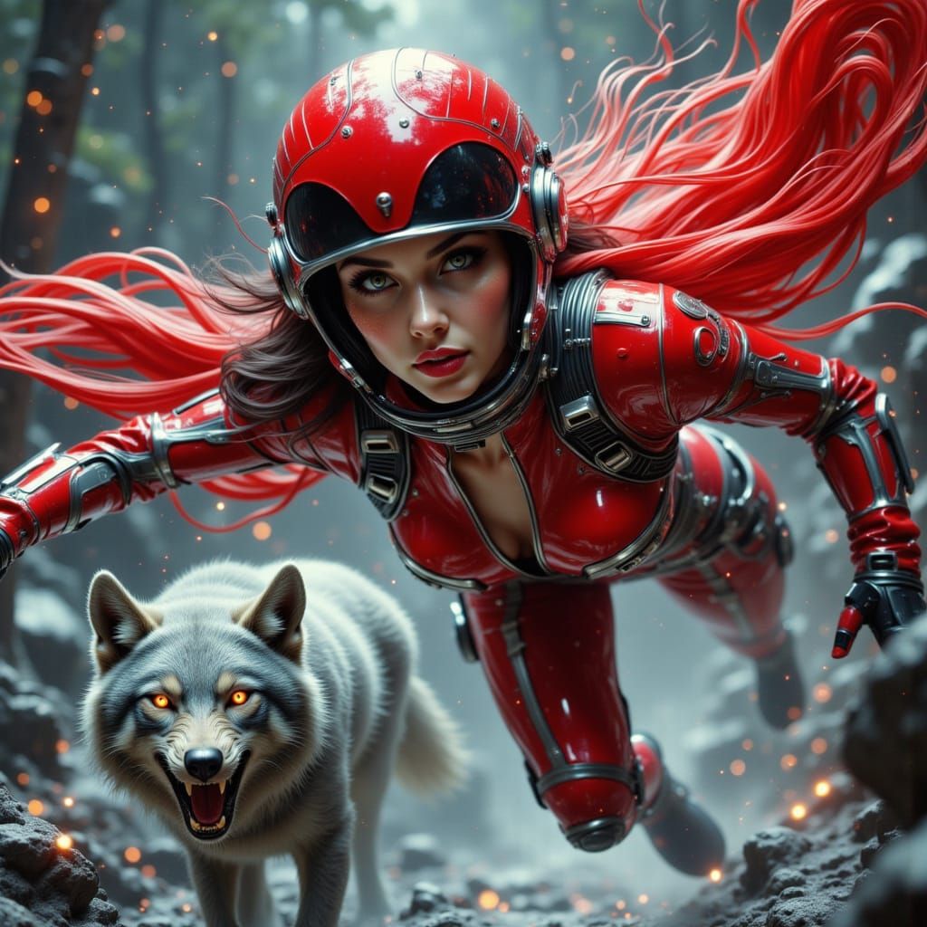 Sci-Fi Little Red Robin Hood in Vintage Futurism