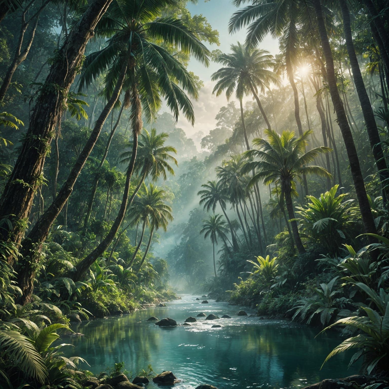 Lush Florida Forest Landscape in Detailed Matte Painting