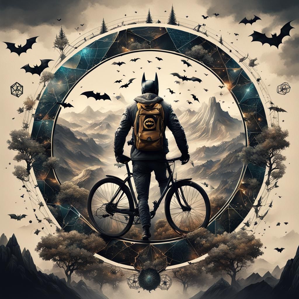 Geometric Tattoo Design with Batman in Digital Art