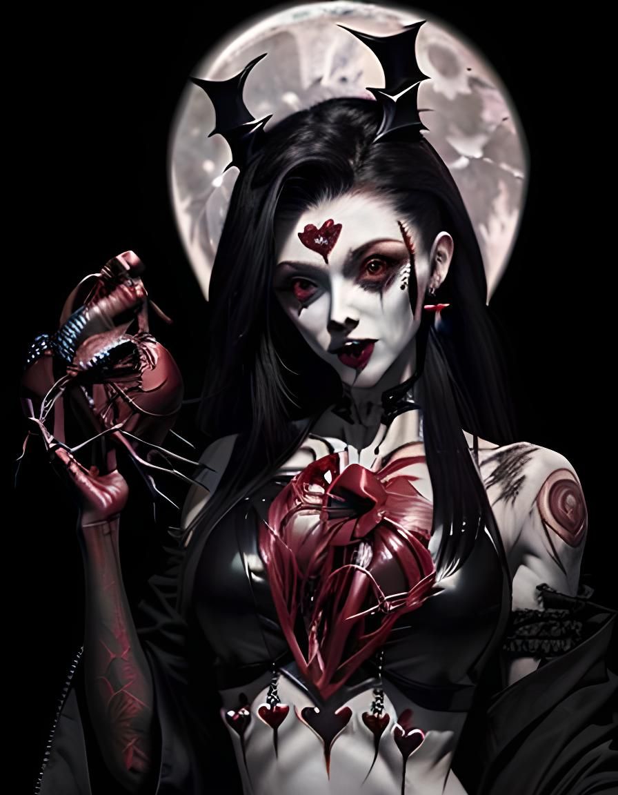 Eerie Gothic Vampire Girl with Heart