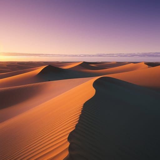 Vibrant Sunset Desert Landscape in Oil Painting Style