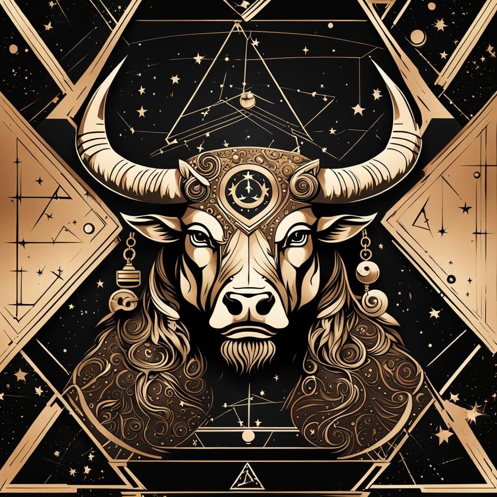 Cyberpunk Taurus Constellation Screensaver in Bronze and Sep...