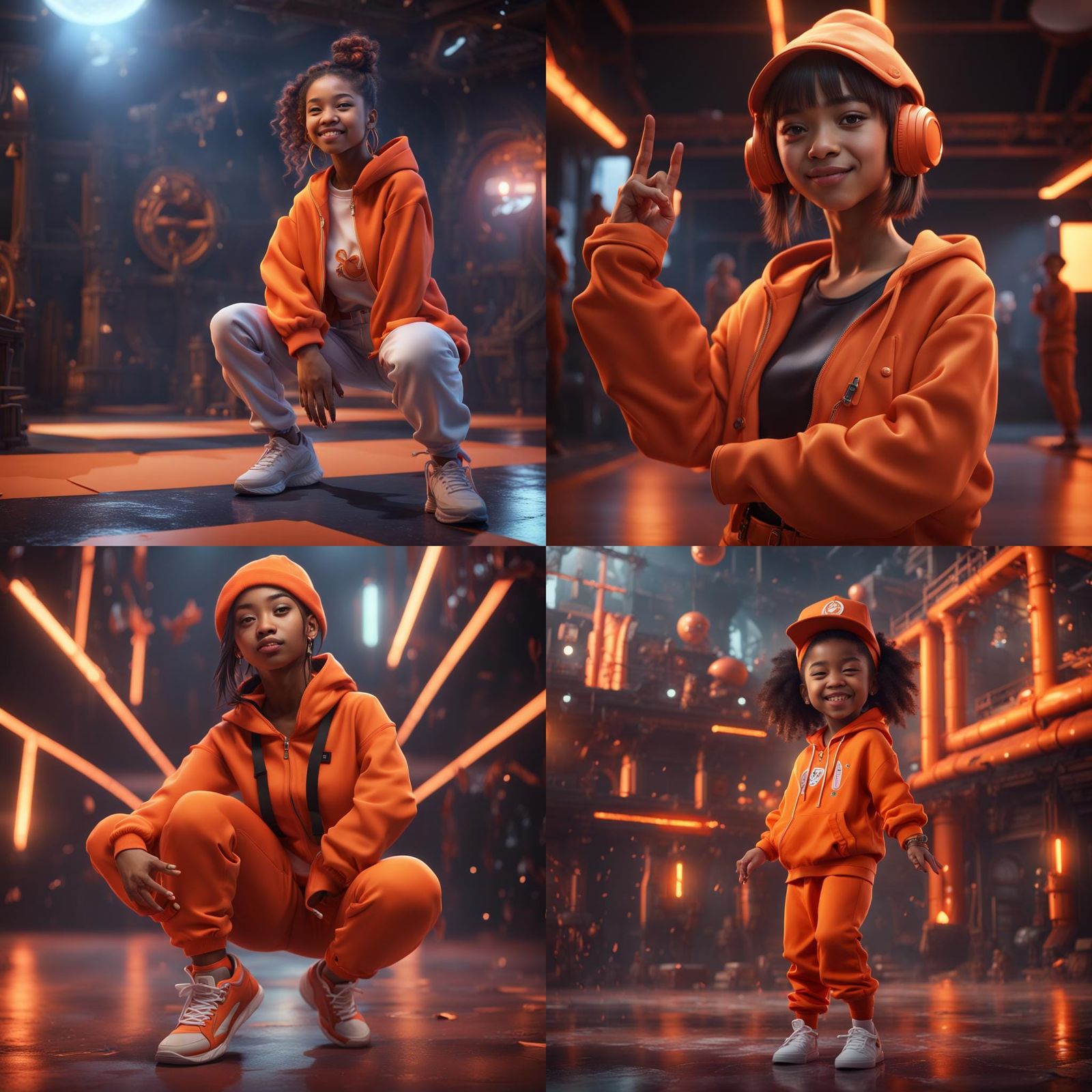 Cute Girl Hiphop Dance in Detailed Matte Painting