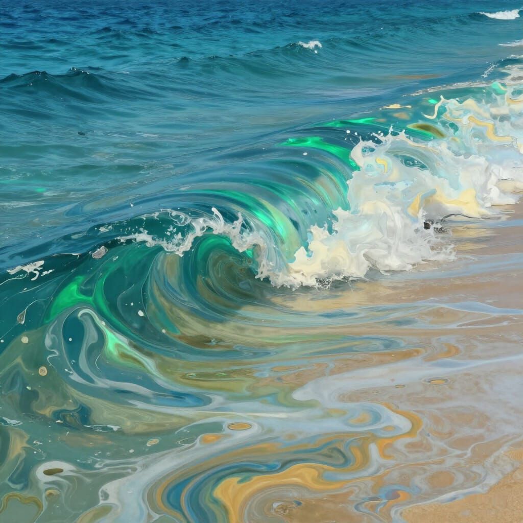 Surreal Melting Ocean Waves in Vibrant Dreamlike Colors