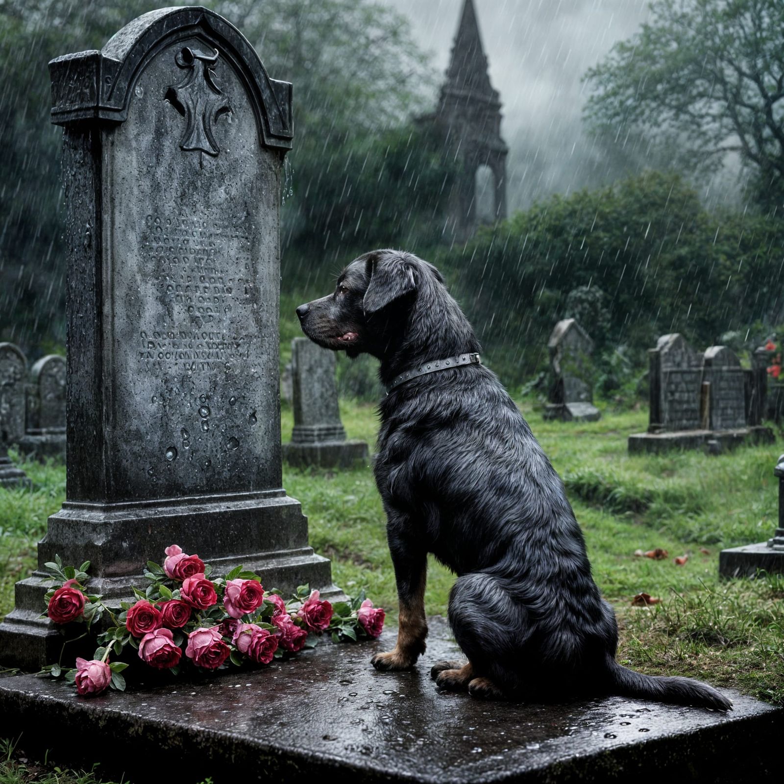 Dog's Face with Raindrops