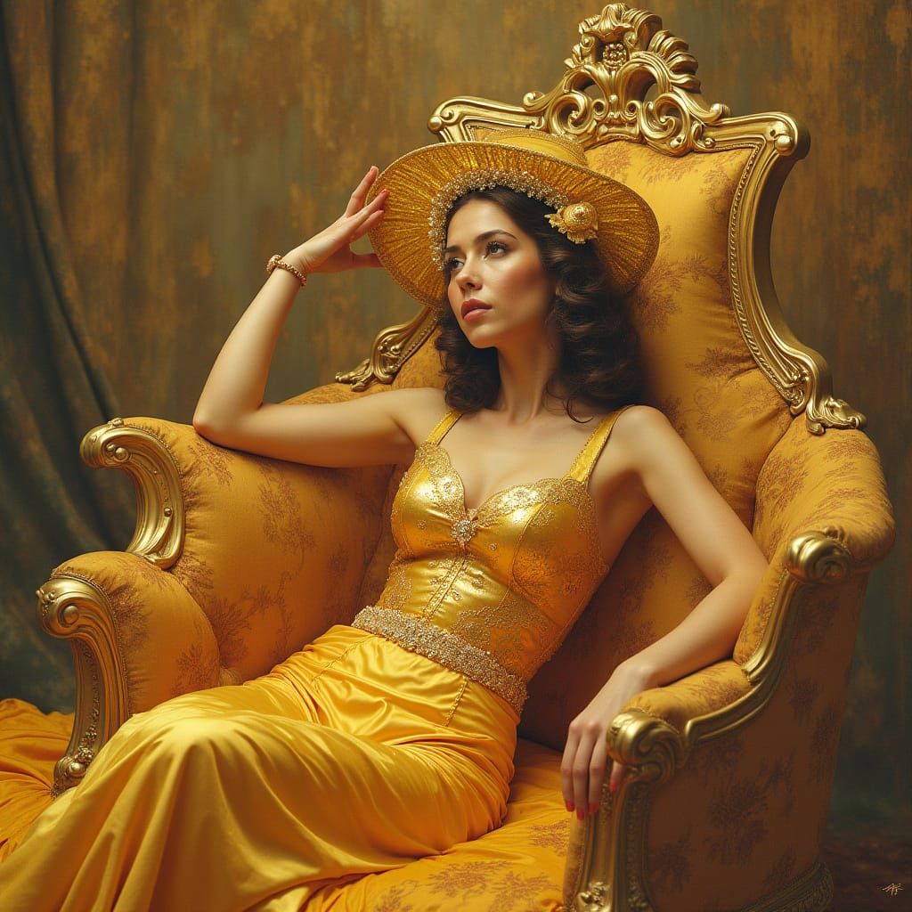 Golden Elegance in Art Nouveau Style