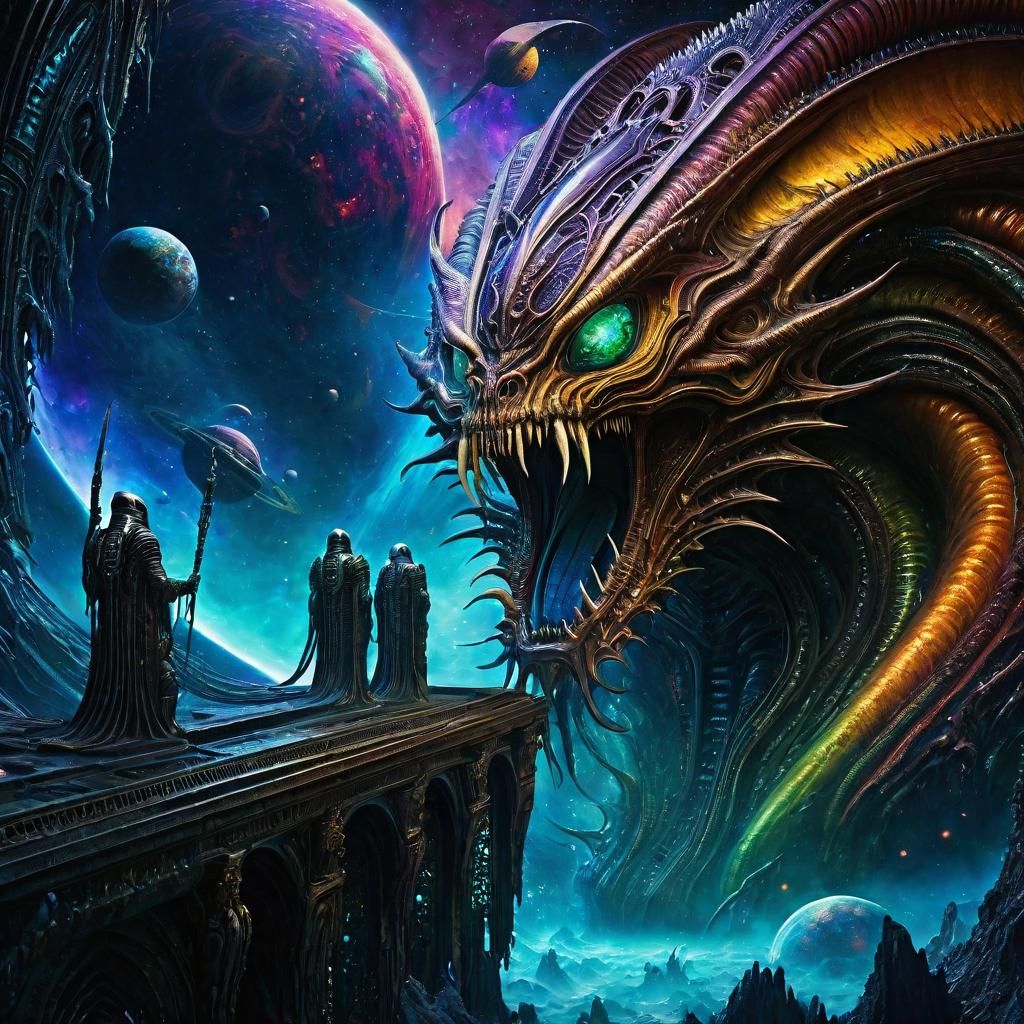 Epic Space Monster Cinematic in Surrealist Style