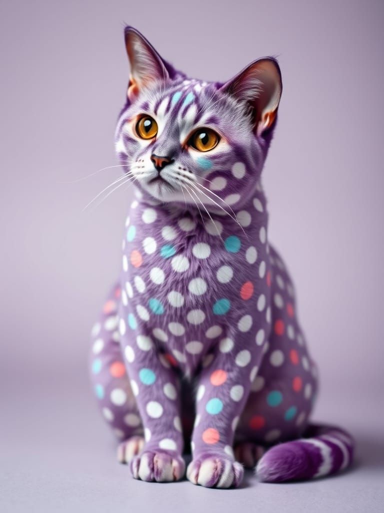 Polka Dot Cat: Colorful Digital Art