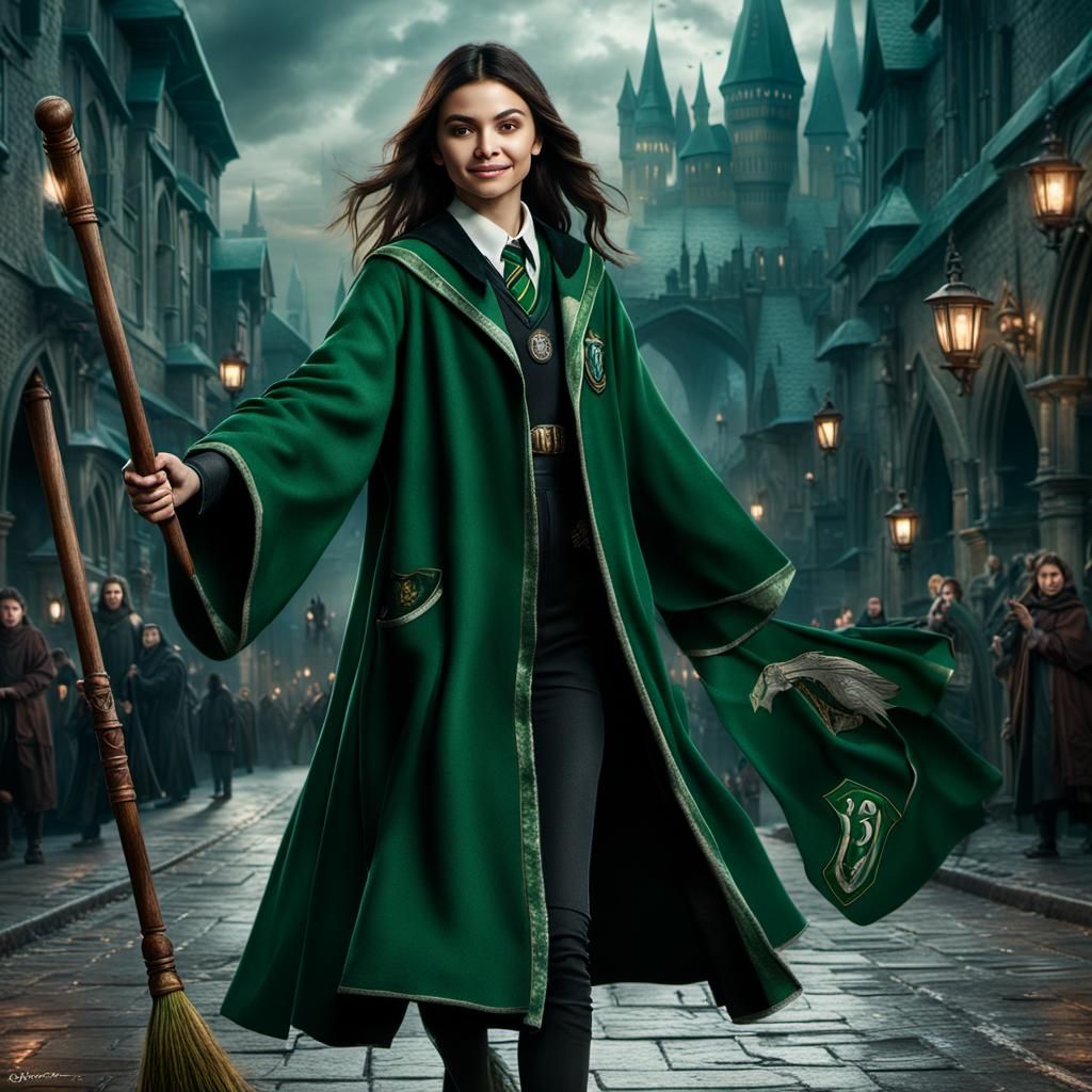 Slytherin Quidditch Player in Dramatic Digital Painting