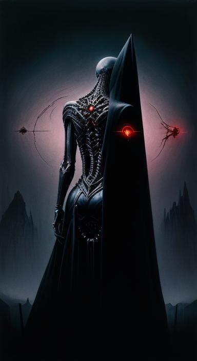 Cubist Woman with Wings in Gothic Style