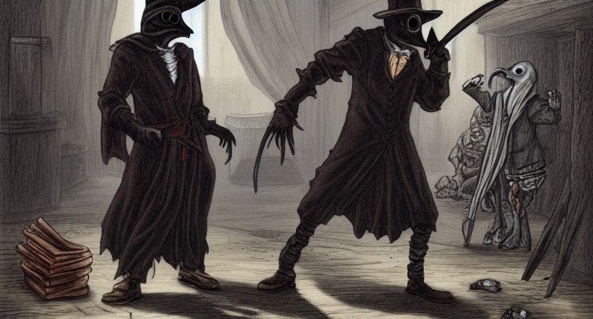 Plague Doctor Amidst Zombie Apocalypse