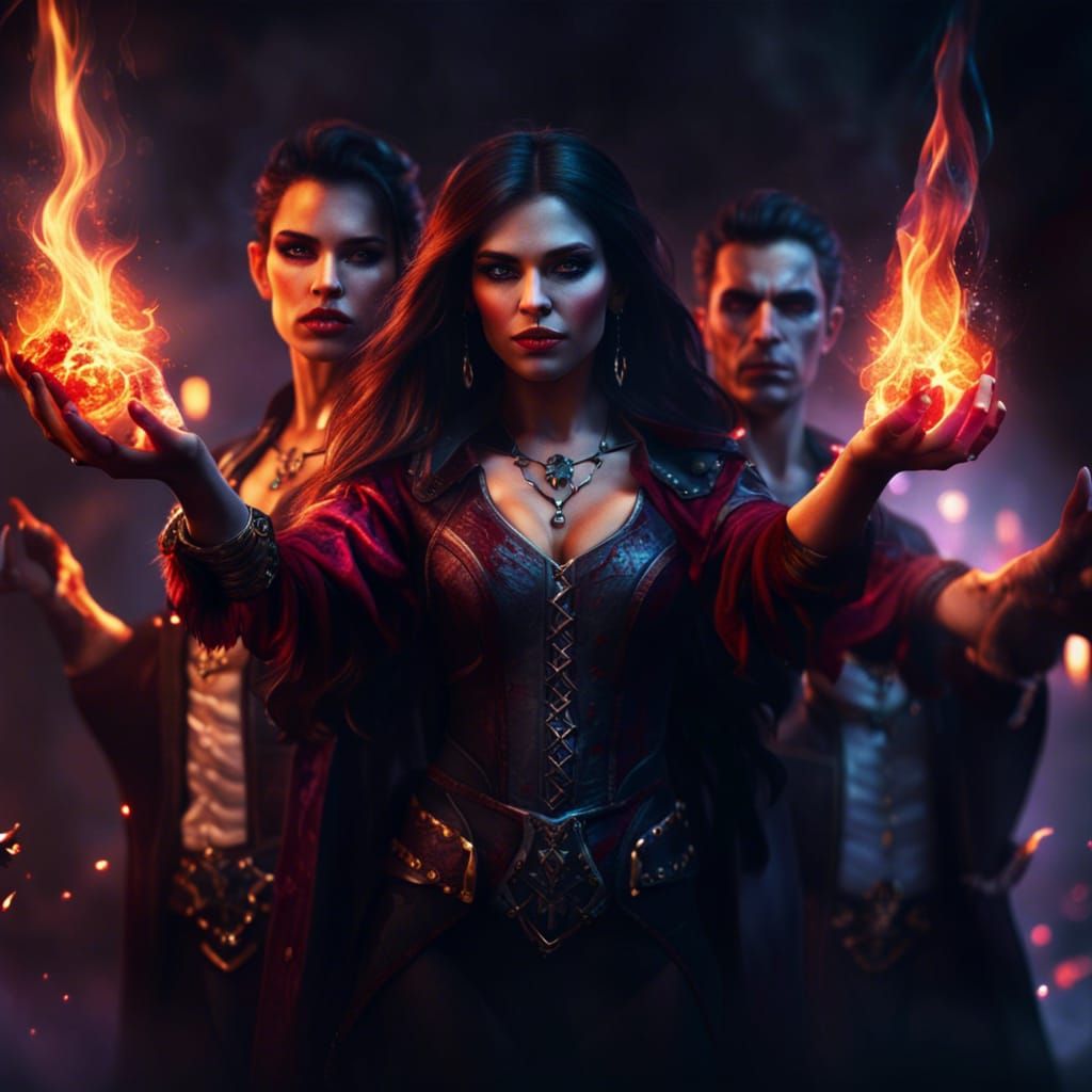 Rock Band Performing Spell On Stage with Fire