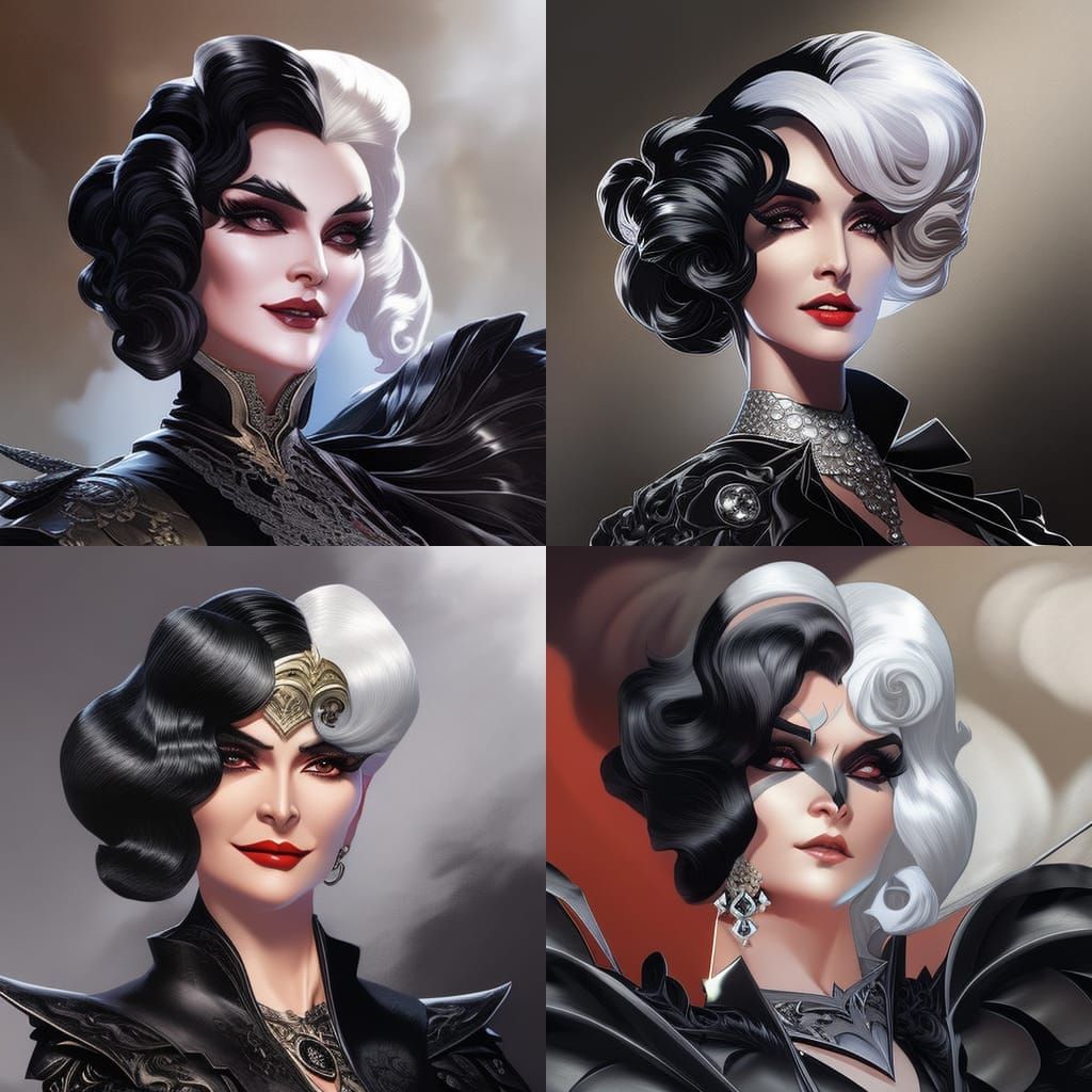 Cruella De Vil Portrait in Artgerm and WLOP Style