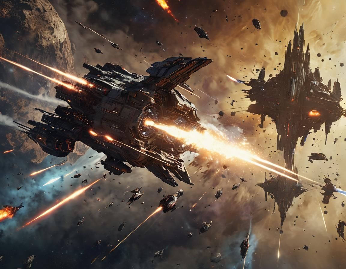 Epic Space Battle in David Steeley Style