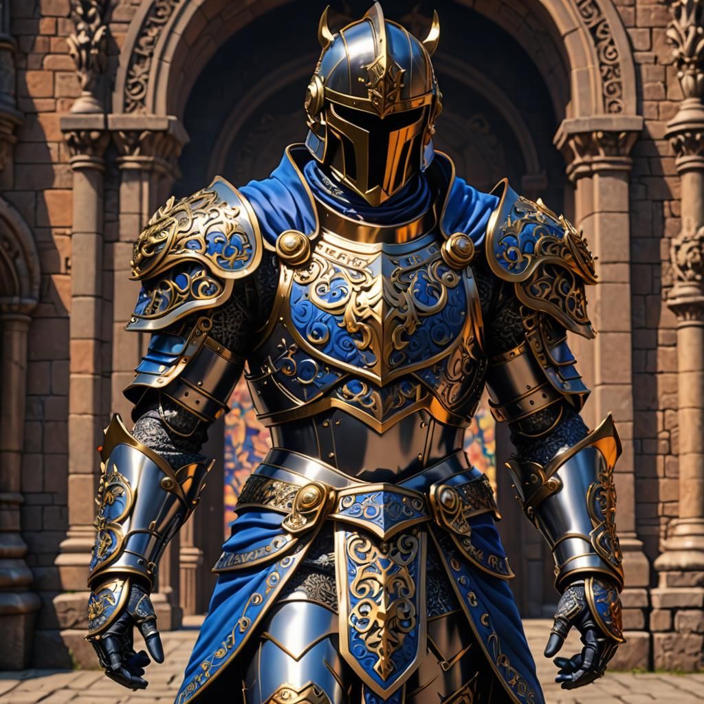 Knight Posing in Jojo Style, Detailed Armor