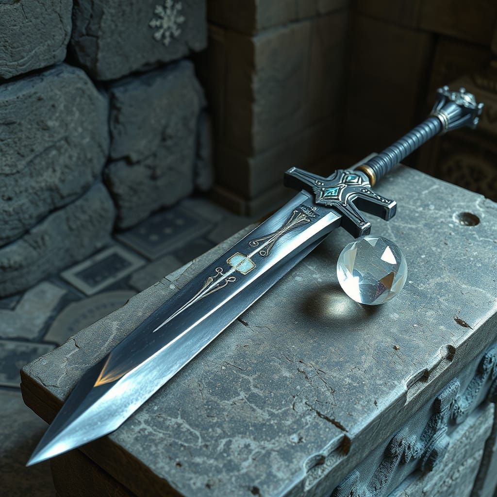 Ancient Ayleid Longsword on Weathered Shrine Altar