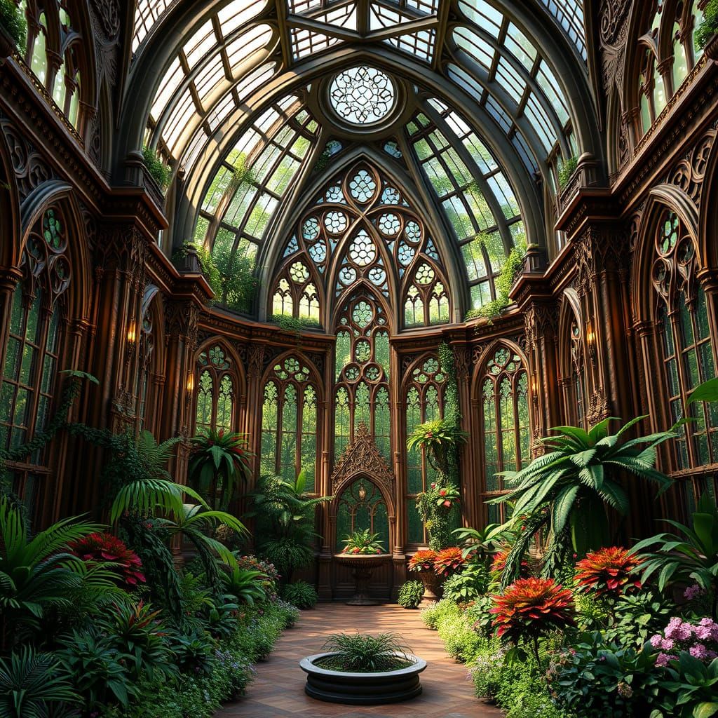 Mystical Gothic Conservatory in 3D Game Style