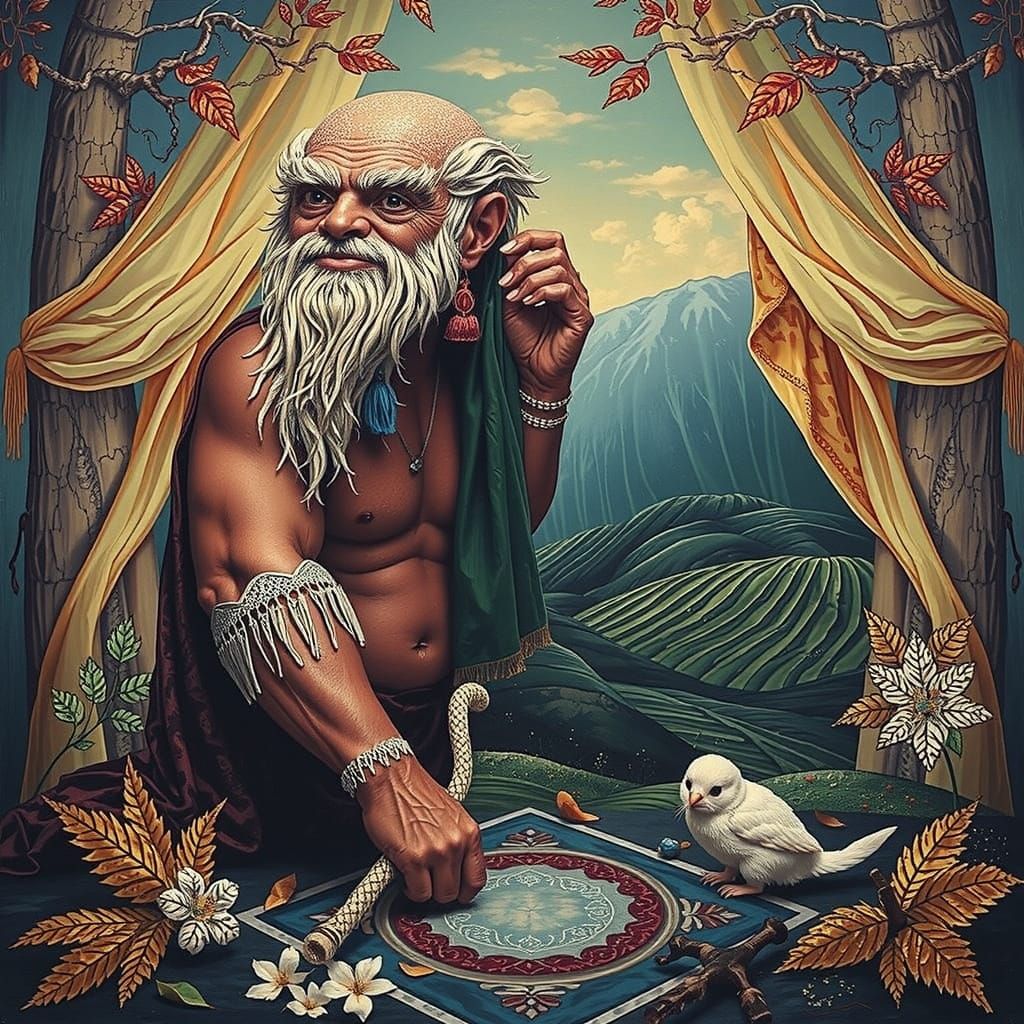 Vibrant Landscape with Pink Skin and Golden Leaves