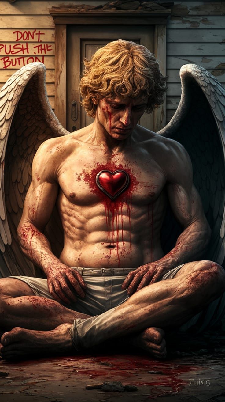 Weary Angel in Ruins, Digitally Painted