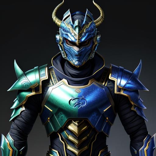 Futuristic Cybernetic Dragon Samurai in Battle Armor