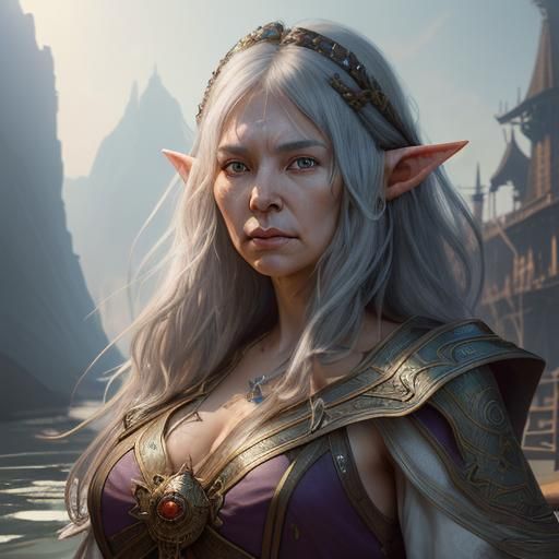 Elf Priestess Portrait in Bright Sunlight