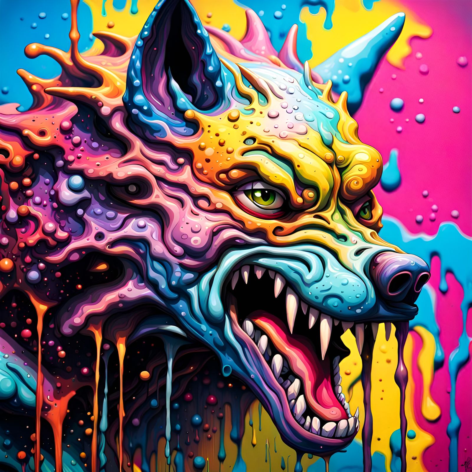 Cyberwolf in Graffiti Pop Art Style