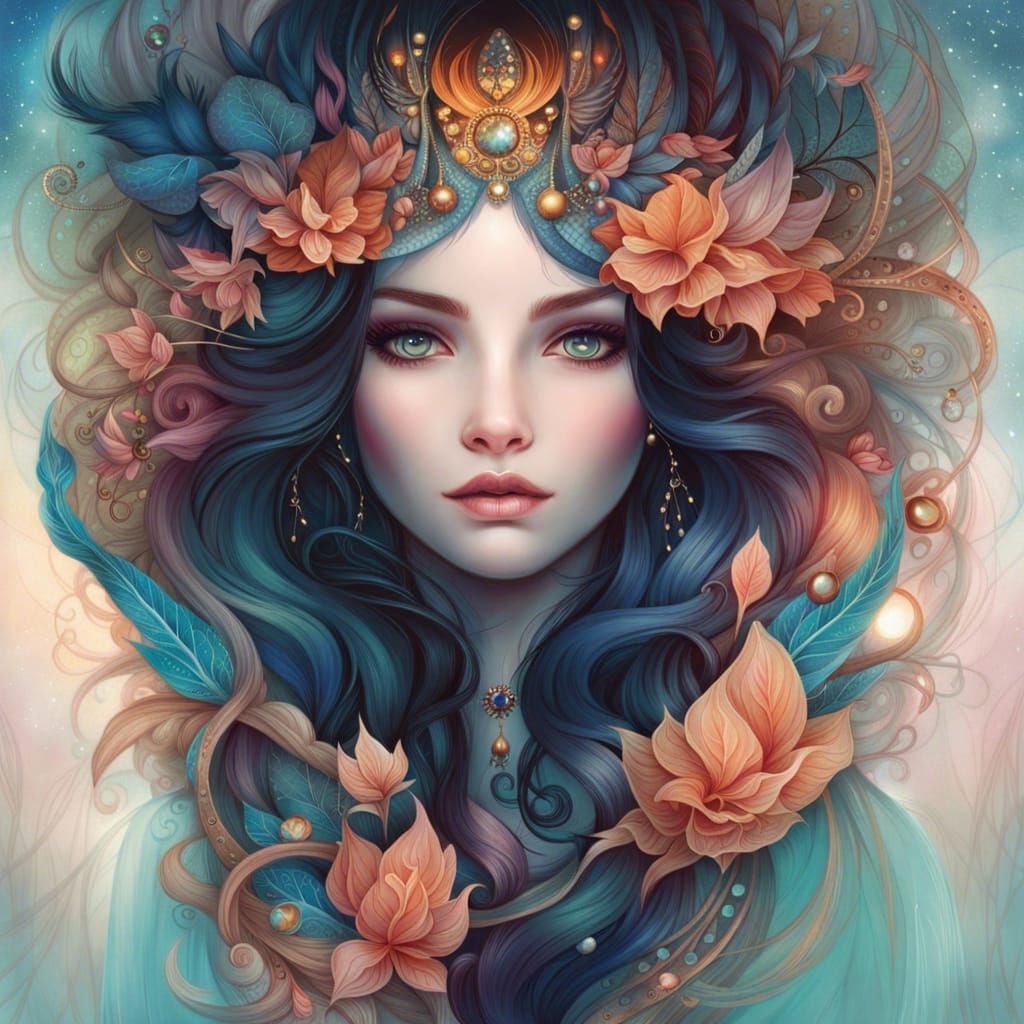 Anime Portrait of a Bewitching Beauty in Deep Color