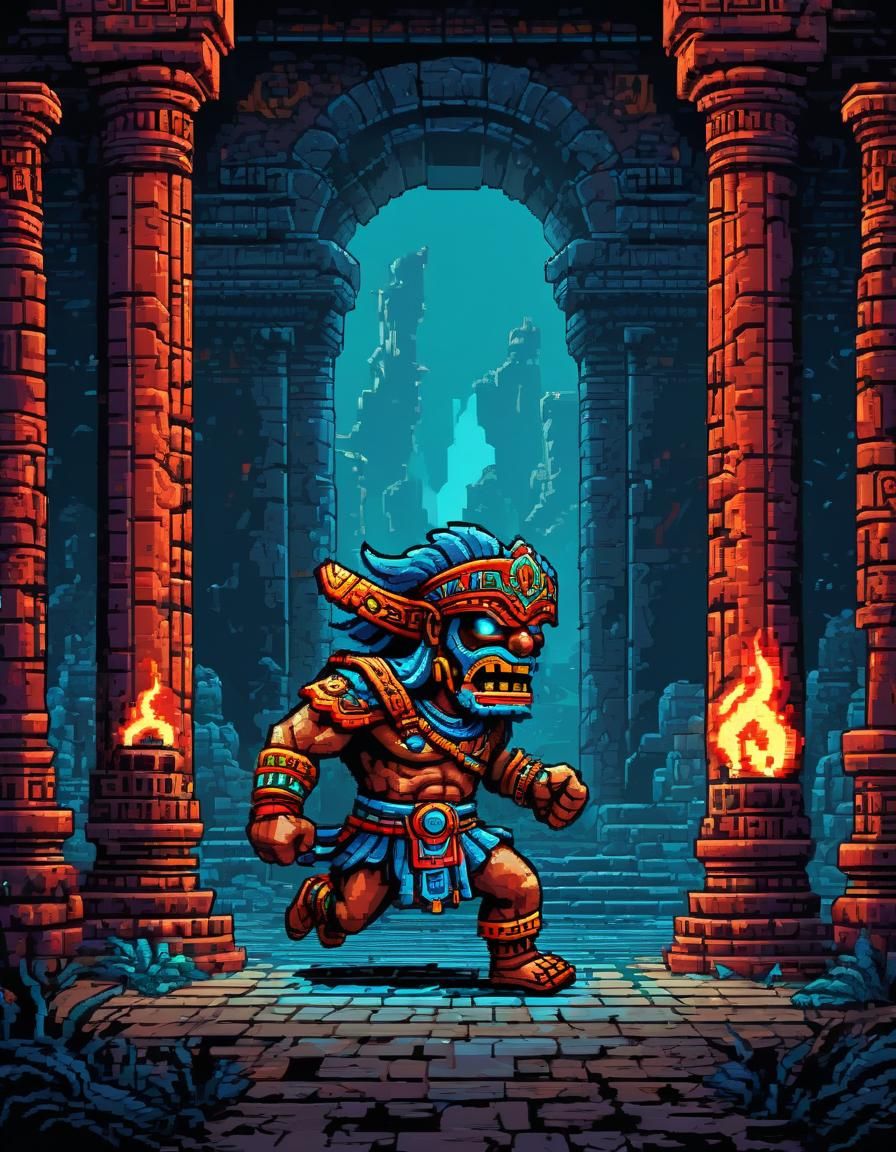 Montezuma's Revenge Character in 8-Bit Pixel Art