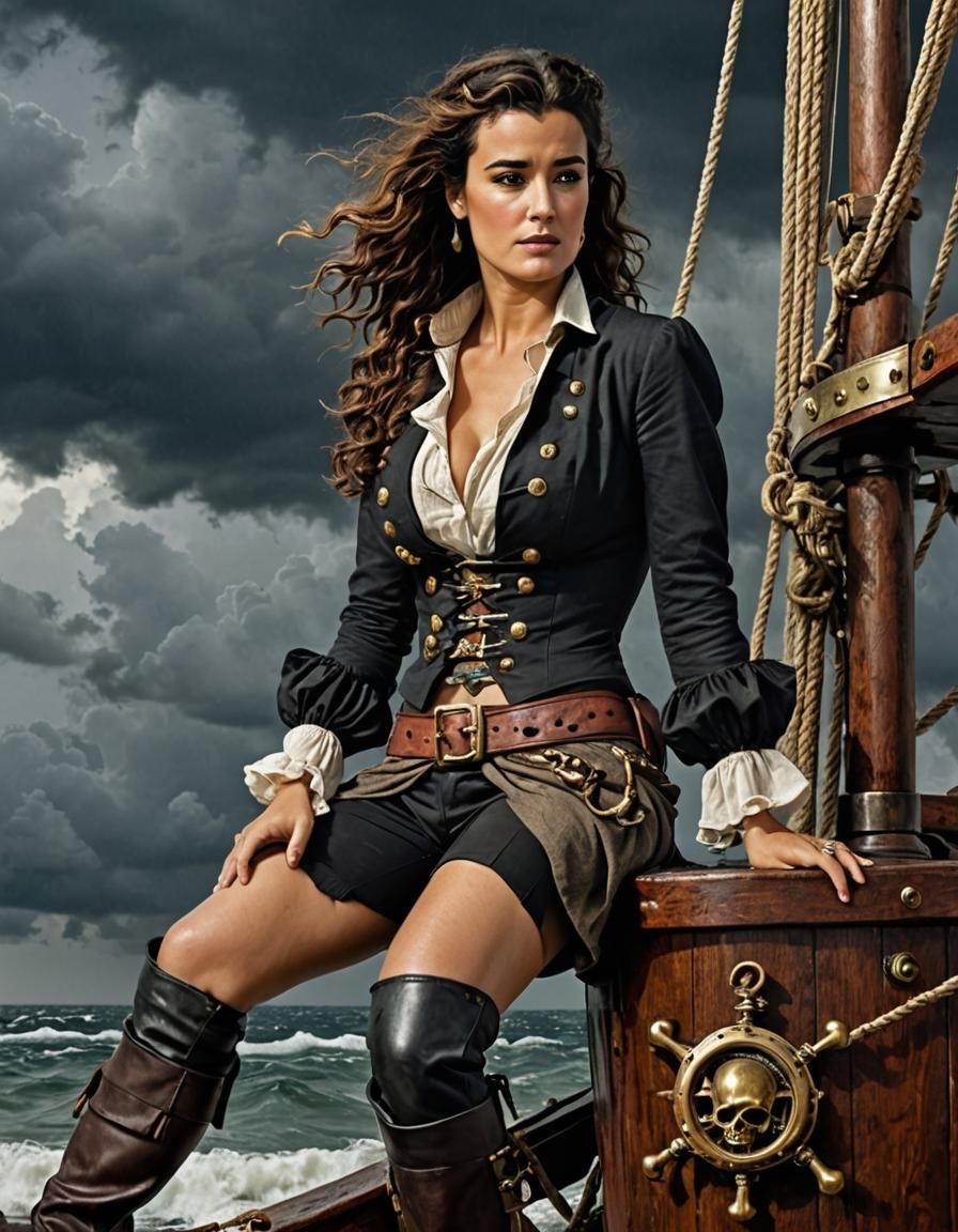 Pirate Pinup on Stormy Seas