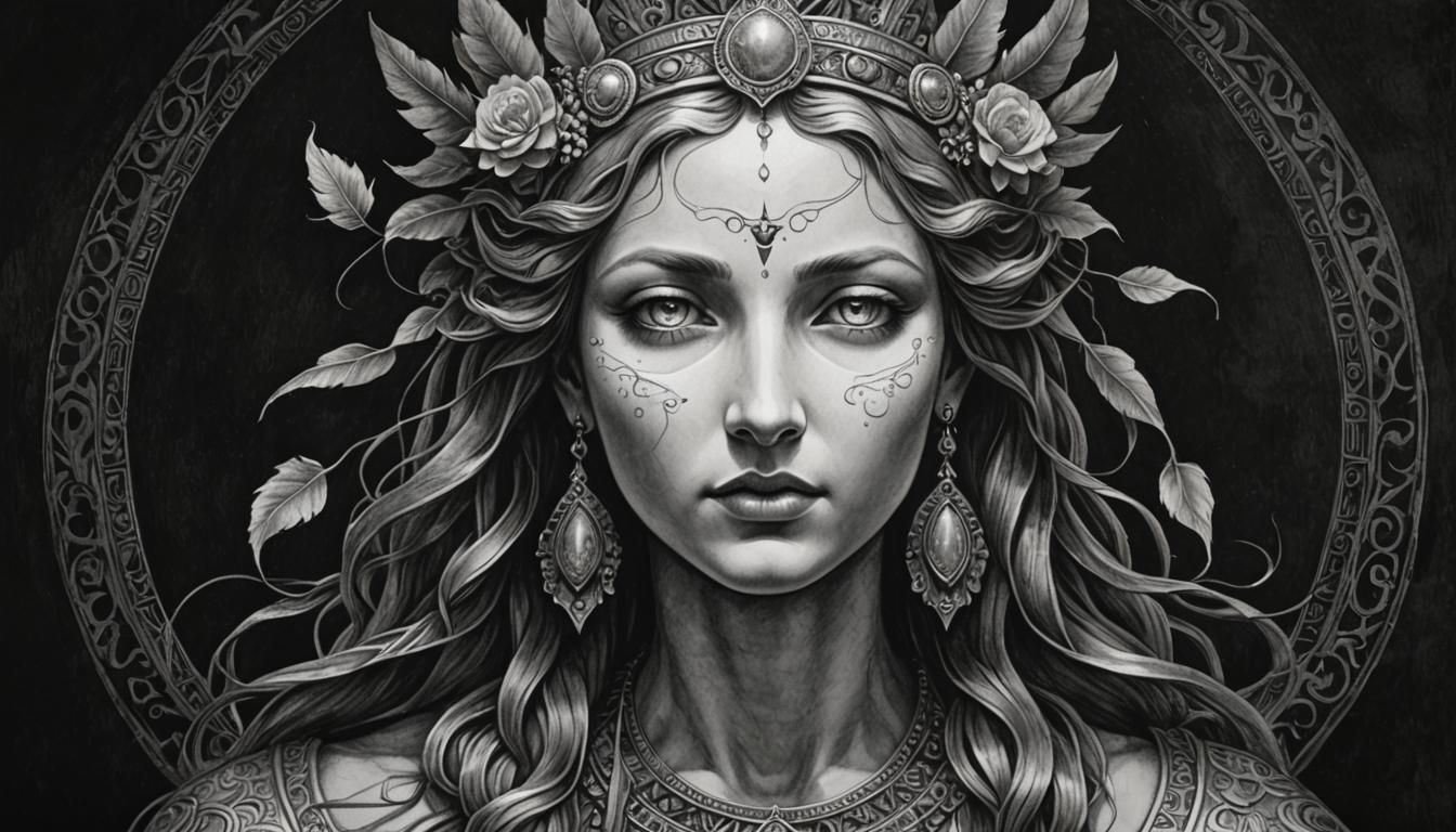 Ancient Goddess of Love Pencil Sketch