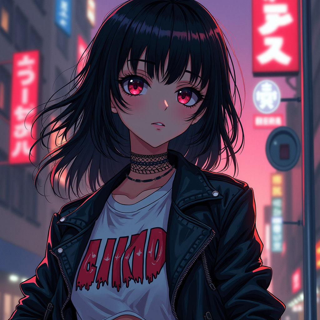 Cyberpunk Anime Girl in Manga Style