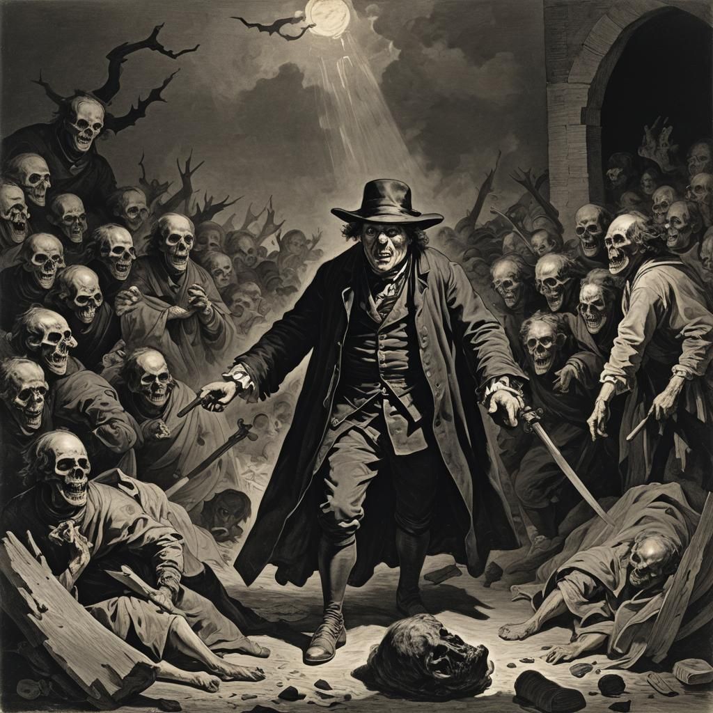 Eerie Horror Scene Inspired by Goya