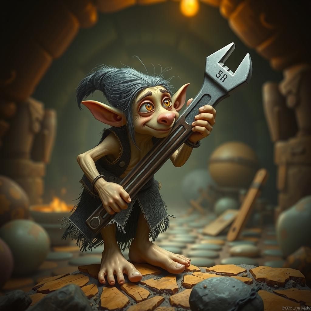 Hobbit Rumpelstiltskin Artificer in Dungeon, Detailed