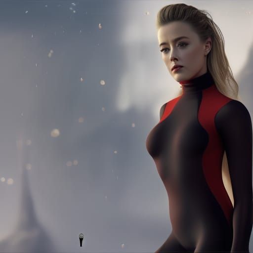 Amber Heard Portrait in Bodysuit, Digital Art