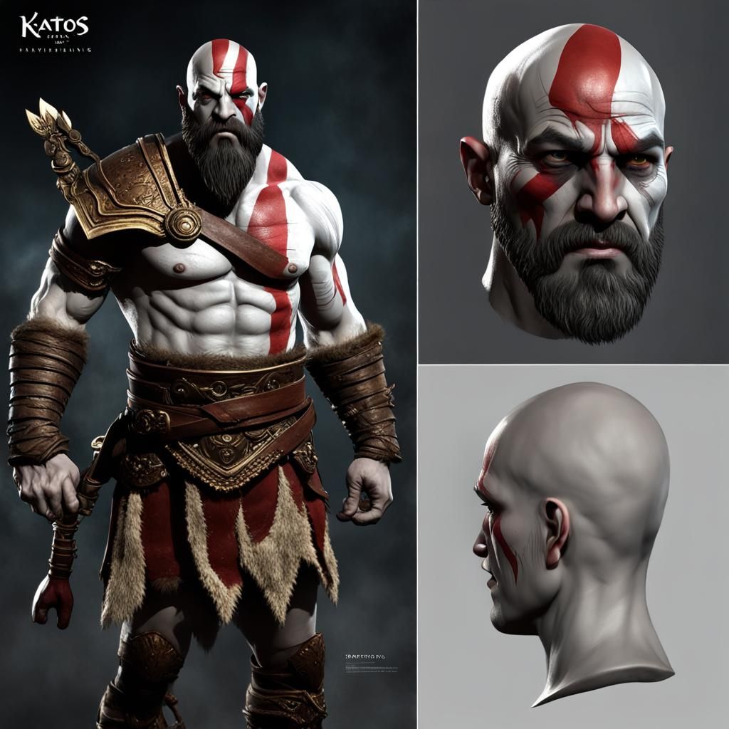 Warrior Inspired by Kratos: Detailed Matte Painting