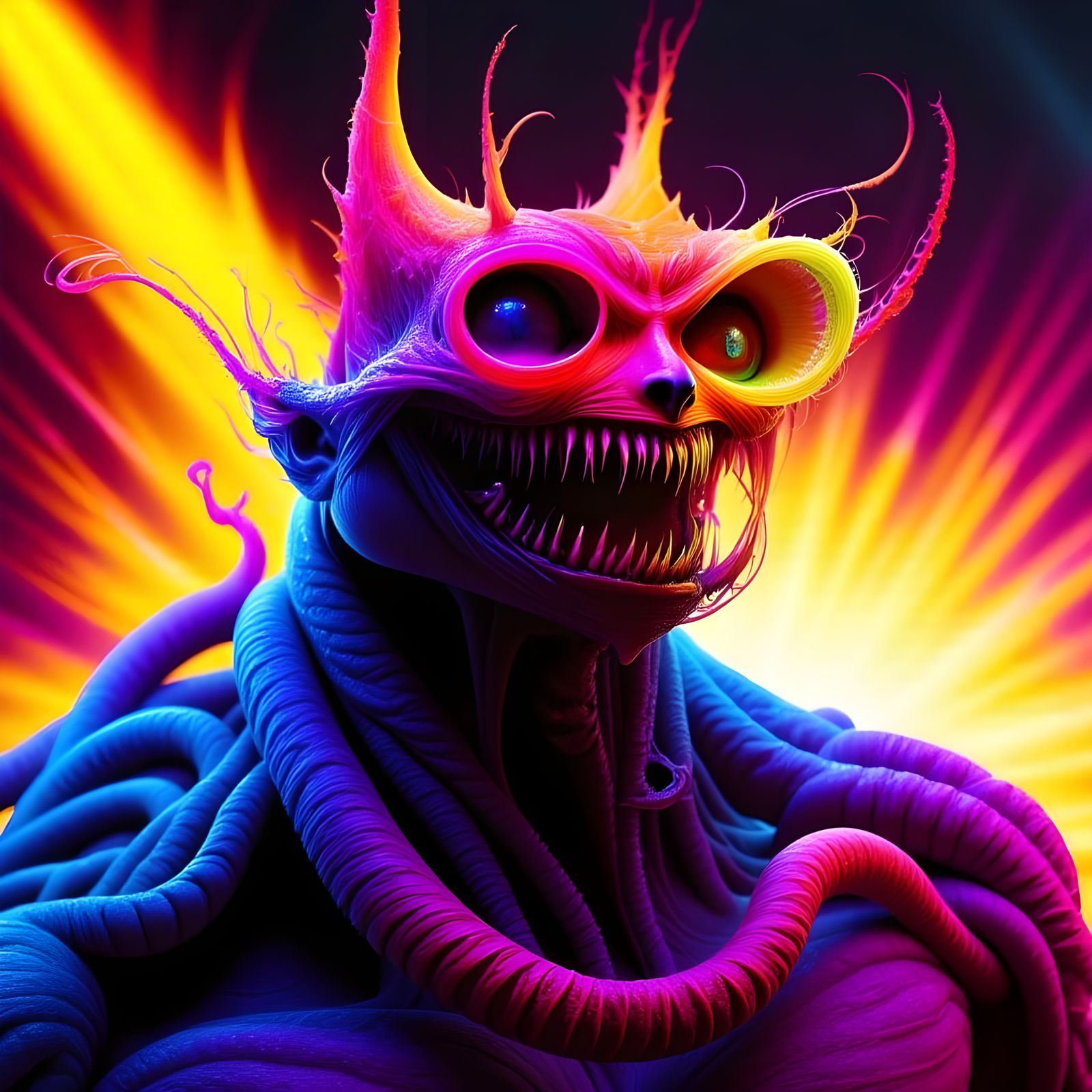 Colorful Neon Cityscape in Rough Neon Style