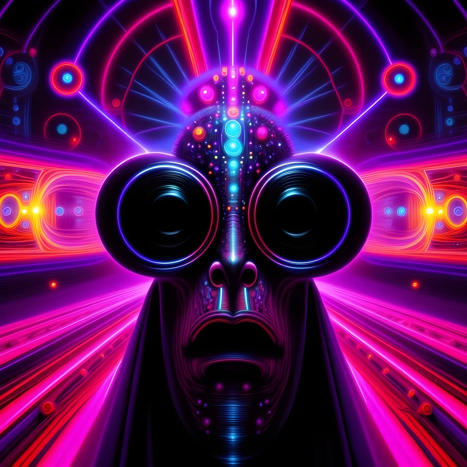 Colorful Neon Cityscape with Strange Days Art Style