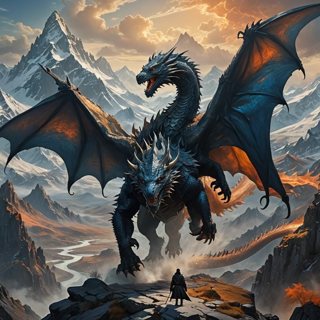 Jon Snow Rides Dragon Toward Misty Mountains