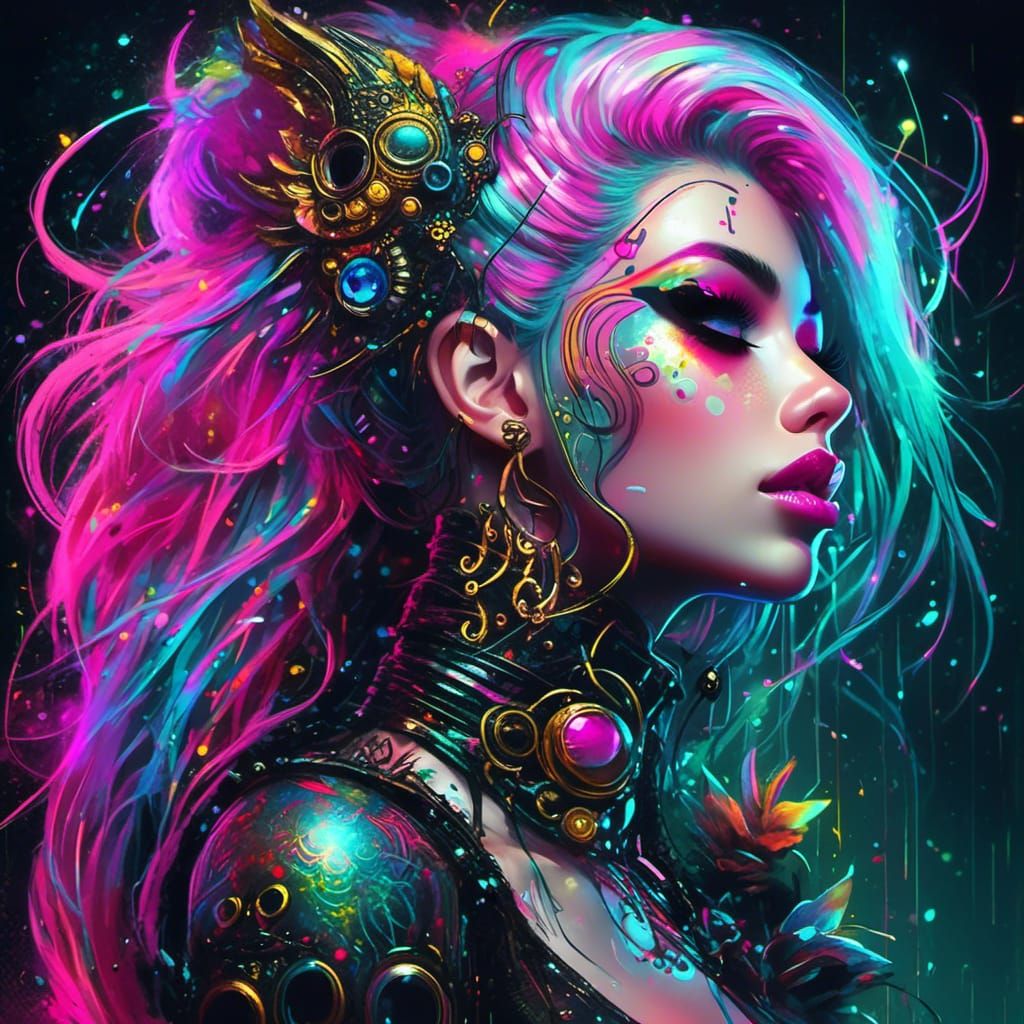 Cyberpunk Gothic Bohemian Collage Abstract Fusion