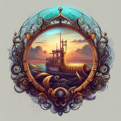 Luminous Submarine in Thriving Marine Ecosystem